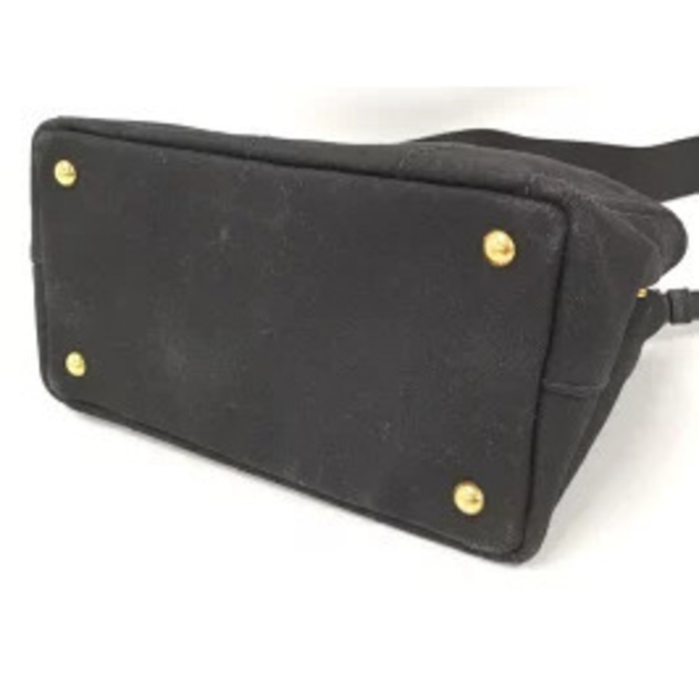 PRADA Canapa 2way Tote Hand Handbag Canvas Black - Picture 4 of 9